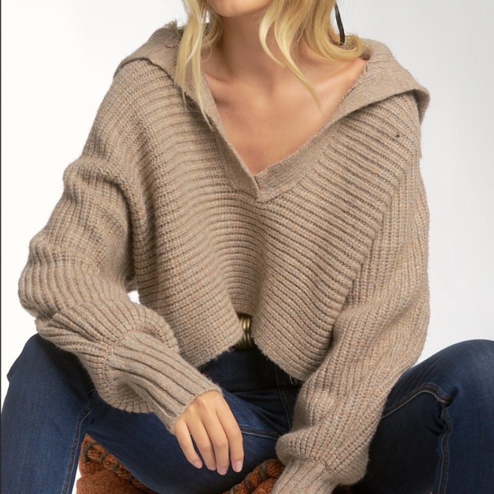 Elan Open Collar V-neck Sweater
